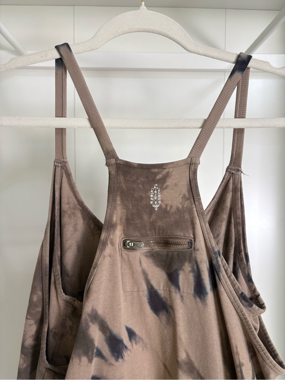 FP Movement by Free People Taupe Tie-Dye Hot Shot Romper with Pockets - Picture 4 of 4
